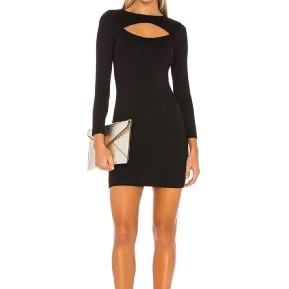 Lovers & Friends Long Sleeve Black Bodycon Cut Out Mini Dress